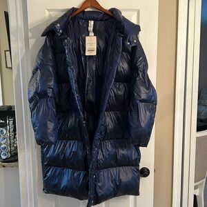 Fabletics Adeline Shine oversize Long Puffer w/ Hood 2x NWT